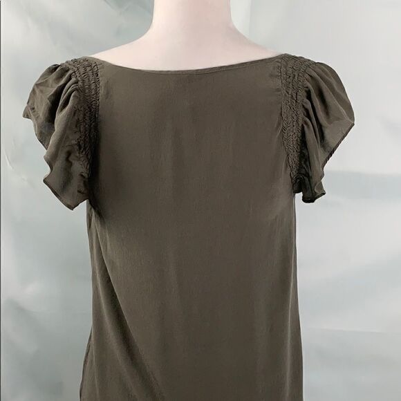 Petticoat Alley army green silk and sequins top - Picture 6 of 8